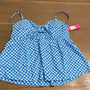 NWT Lilly Pulitzer Blue and White Checkered Top-size 10-Mitzi Cami